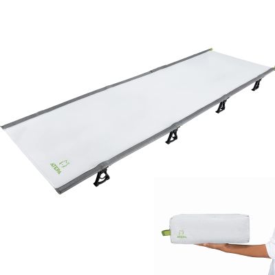 ATEPA Ultralight Folding Camping Cots Backpacking Lightweight Compact Portable Sleeping Bed for Adults for Outdoor Travel, Lawn, Patio, Hiking (4.2 lbs),Beige, 75 25 4.7 inches, Lightbeige