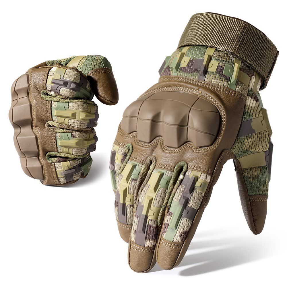 WTACTFUL Touch Screen Motorcycle Tactical Gloves for Men Airsoft Paintball Gear MTB Bike Cycling Cross-Country Motorbike ATV Hunting Hiking Riding Driving Work Outdoor Full Finger Gloves XL Camo
