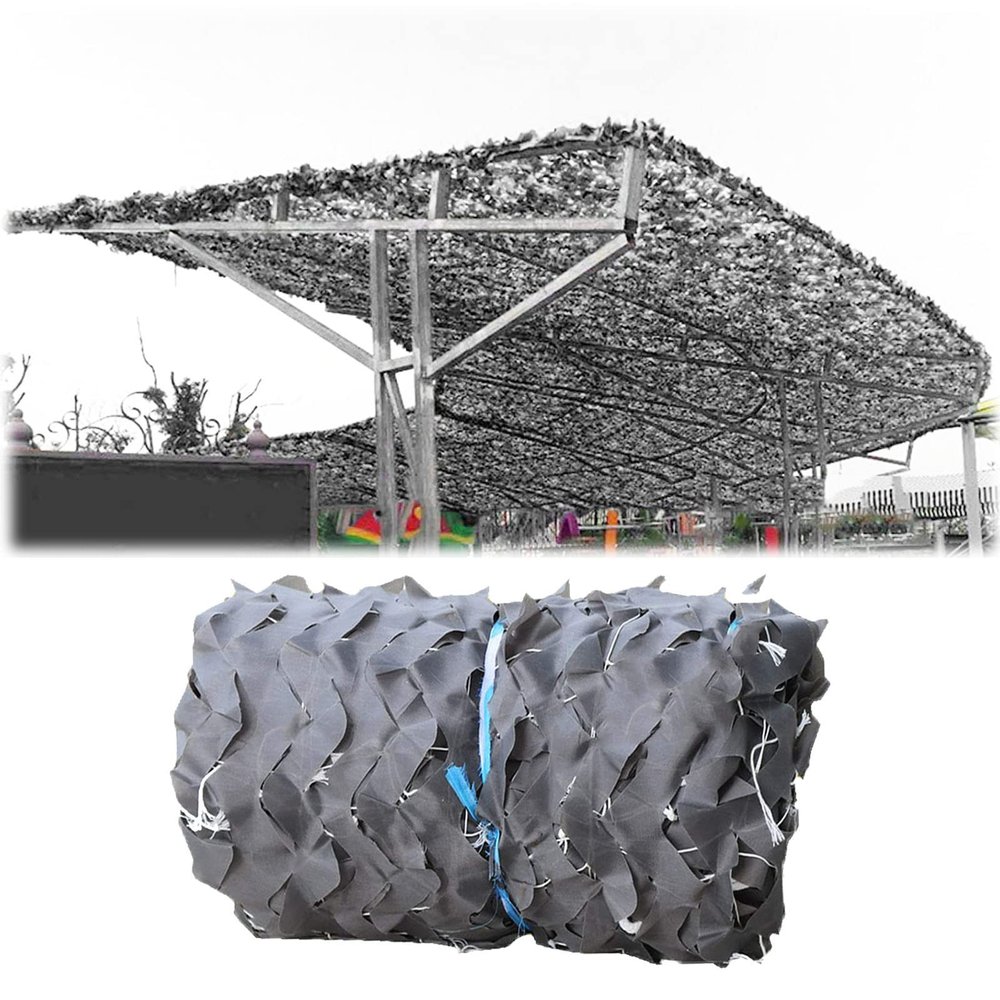 Jolan Reinforced Camouflage Nets,Military Nets,Outdoor Shade Decorative Nets,Hunting Camouflage Netting,Car Covers,Sunscreen Camo Netting,Gray,for Gardens/Pergola/Terraces,Grey-2x6m(6.6 * 19.7ft)