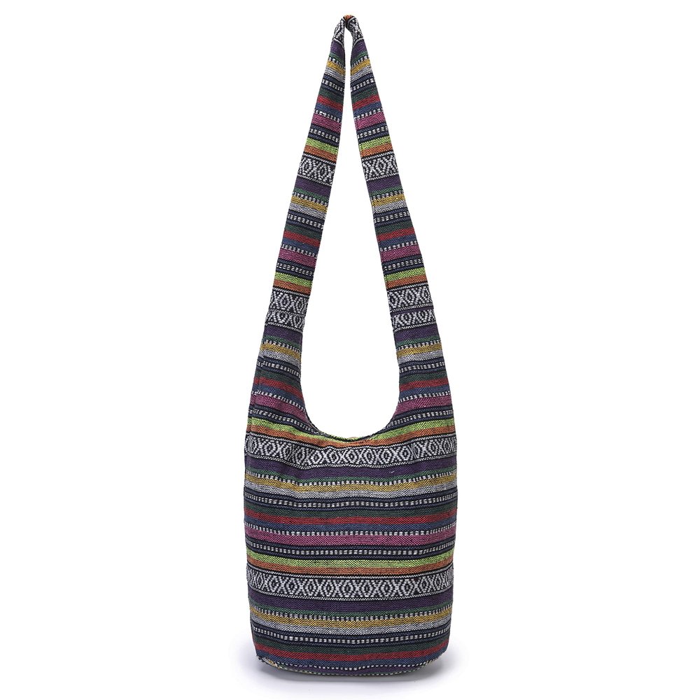 Women Shoulder Handbags Fashion canvas Hippie Crossbody Bags Bohemian Animal Prints Hobo Bags (Black-2)