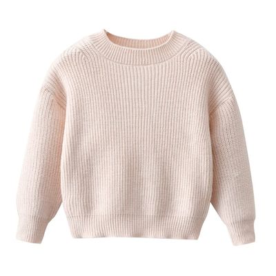 Unisex Girl Boys Kids Pullover Fashion Crewneck Sweater Casual Tops Basic Knitted Sweatershirt (3T, Beige)