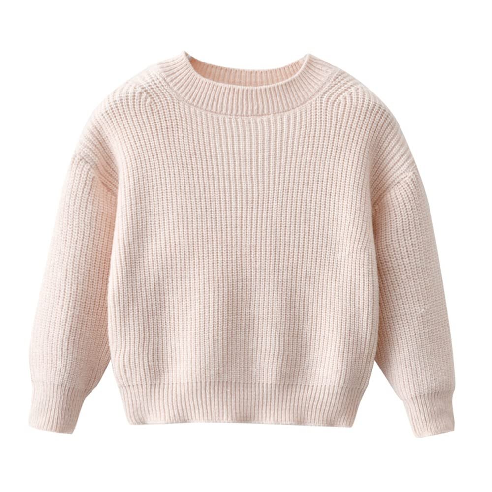 Unisex Girl Boys Kids Pullover Fashion Crewneck Sweater Casual Tops Basic Knitted Sweatershirt (3T, Beige)