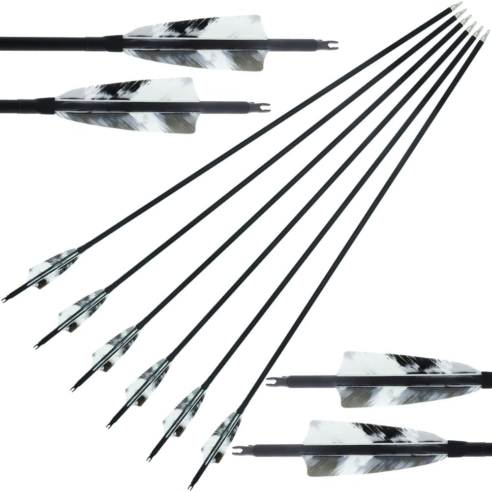 29/30/31Inch Carbon Arrow Archery Spine 500 4" Natural Turkey Feathers Competition Practice Target Shooting Hunting Suitable for Recurve Long Traditional Bow and Compound Bow 6Pcs (29 Inch)