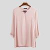 JOFOW Button Down Dress Shirt Men's Long Sleeve Casual Ethnic Beach Tops Retro Solid Cotton Linen Loose Fit Henleys Tee(Khaki,M) view 3