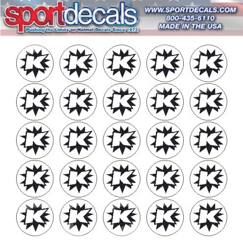 Sportdecals Baseball K 3/4" Award Decals (Black on White)