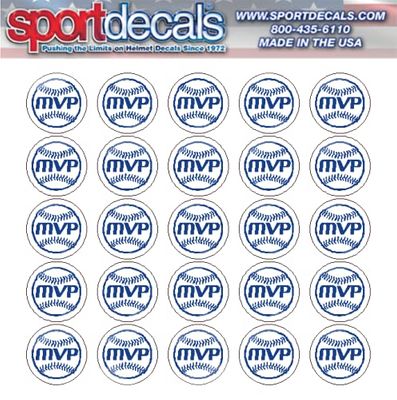 Sportdecals Baseball MVP 3/4" Award Decals (Royal on White)