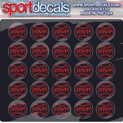 Sportdecals Baseball MVP 3/4" Award Decals (Scarlet on Black)