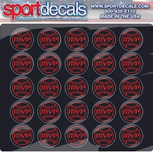 Sportdecals Baseball MVP 3/4" Award Decals (Scarlet on Black)