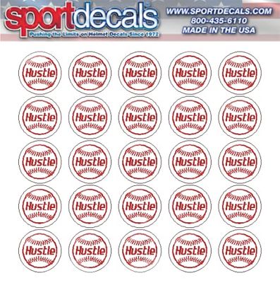 Sportdecals Baseball Hustle 3/4" Award Decals (Scarlet on White)