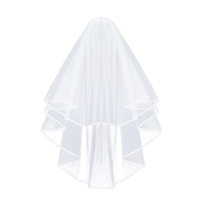 CICITOYWO Bridal Veil Wedding Vails Women's Simple Short Wedding Veils White Ivory Tulle with Comb for Brides Shower Bachelorette Hen do Night Party (White/Ribbon Edge)