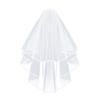 CICITOYWO Bridal Veil Wedding Vails Women's Simple Short Wedding Veils White Ivory Tulle with Comb for Brides Shower Bachelorette Hen do Night Party (White/Ribbon Edge) view 1