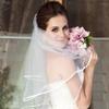 CICITOYWO Bridal Veil Wedding Vails Women's Simple Short Wedding Veils White Ivory Tulle with Comb for Brides Shower Bachelorette Hen do Night Party (White/Ribbon Edge) view 2