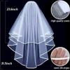 CICITOYWO Bridal Veil Wedding Vails Women's Simple Short Wedding Veils White Ivory Tulle with Comb for Brides Shower Bachelorette Hen do Night Party (White/Ribbon Edge) view 3