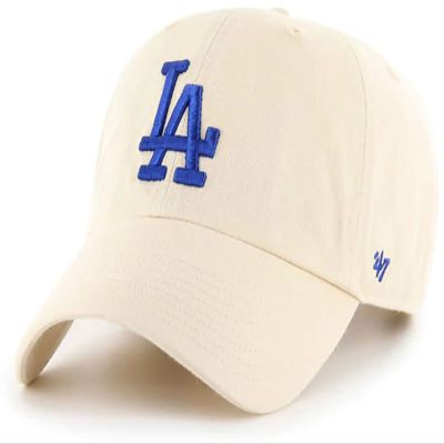 47 unisex-adult Los Angeles Dodgers Clean Up Adjustable Strapback Natural White Hat, Off-white, One Size