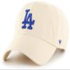 47 unisex-adult Los Angeles Dodgers Clean Up Adjustable Strapback Natural White Hat, Off-white, One Size view 1