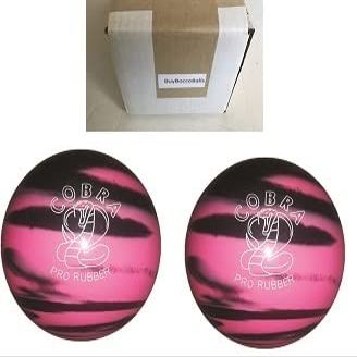 BuyBocceBalls - EPCO Duckpin Bowling Balls - (4 3/4 inch- 3lbs. 10oz.) - Pack of 2 - Cobra Pro Rubber - Pink & Black - Made in USA