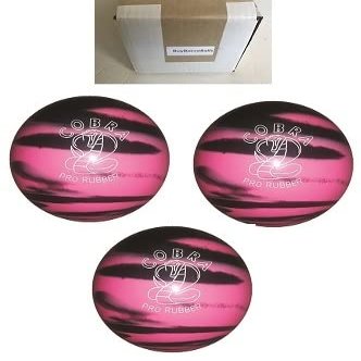 BuyBocceBalls - EPCO Duckpin Bowling Balls - (4 3/4 inch- 3lbs. 10oz.) - Pack of 3 - Cobra Pro Rubber - Pink & Black - Made in USA