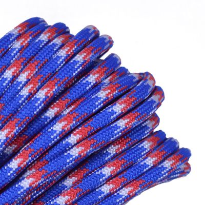 BORED? PARACORD! 40 Blue Colors of Parachute 550 Cord Type III 7 Strand Paracord - Red White Blue Camo (50 Feet)