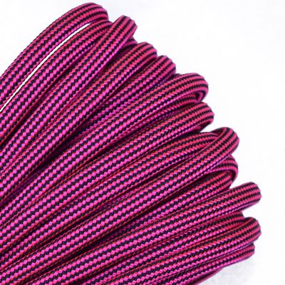 35+ Pink Paracord Colors of Parachute 550 Cord Type III 7 Strand Paracord - Neon Pink and Black Stripes (50 Feet)