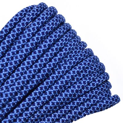 BORED? PARACORD! 40 Blue Colors of Parachute 550 Cord Type III 7 Strand Paracord - Tarheel with Navy Diamonds (25 Feet)