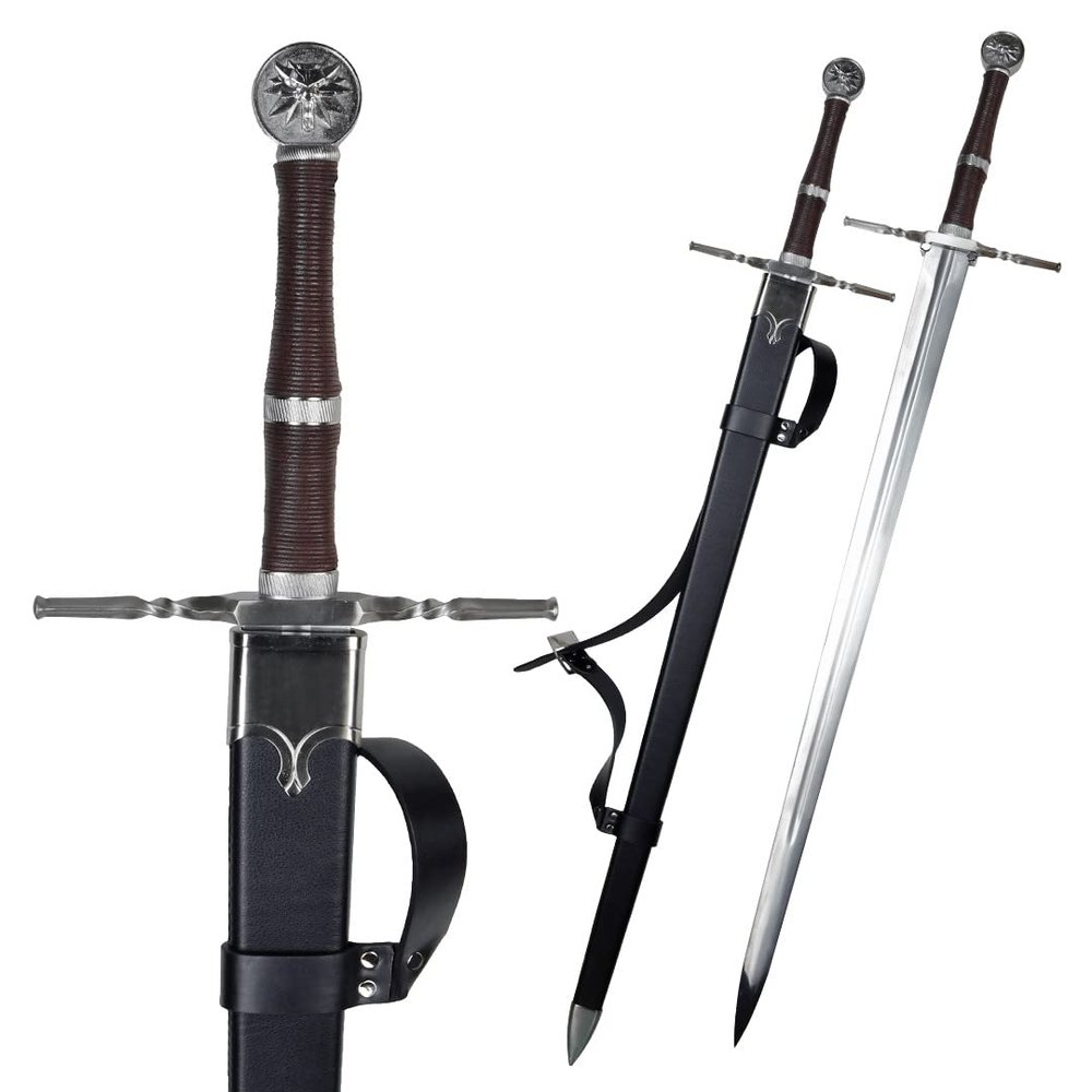 49 Brown Fantasy Steel Sword Geralt Long Sword Cosplay LARP with Scabbard