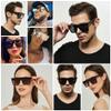 LYZOIT Square Oversized Sunglasses for Women Men Big Shield Large Rimless Shades Super Dark Black Sun glasses sensitive eyes view 3