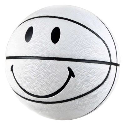 MINDCOLLISION Smiling Face Basketball, Moisture-Absorbing Pu Leather, Soft, Good Grip, Indoor and Outdoor Training and Competition, Home Decoration, No. 5 and No. 7,White,Size 5