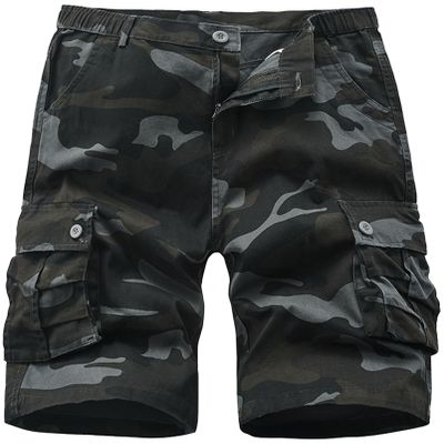 VtuAOL Men's Cargo Shorts for Men Fishing Casual Athletic Tactical Shorts with Multi Pockets Black Camo US 42