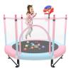 Kawuneeche 5FT Trampoline for Kids Toddler Indoor Trampoline with Safety Enclosure Net, Mini Basketball Hoop, Jumping Mat for Home Entertainment Equipment Outdoor Backyard Games (Blue-Pink) view 1