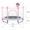 Kawuneeche 5FT Trampoline for Kids Toddler Indoor Trampoline with Safety Enclosure Net, Mini Basketball Hoop, Jumping Mat for Home Entertainment Equipment Outdoor Backyard Games (Blue-Pink) view 4