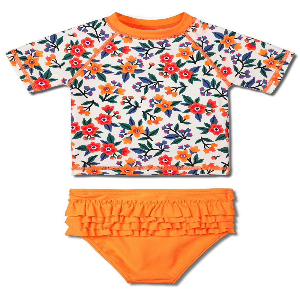 XFGIRLS Girls Rash Guard Swimsuit 2-Piece Short Sleeve Bikini Set Swimwear Bathing Suit S367 Yellow,6-12M