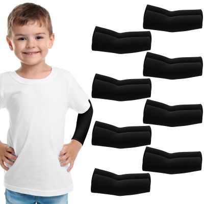 Zhanmai 8 Pairs Kid Arm Sleeve Youth Breathable Elastic Compression Arm Sleeves for Basketball Football Volleyball Boy Girl (Black,Classic Style)