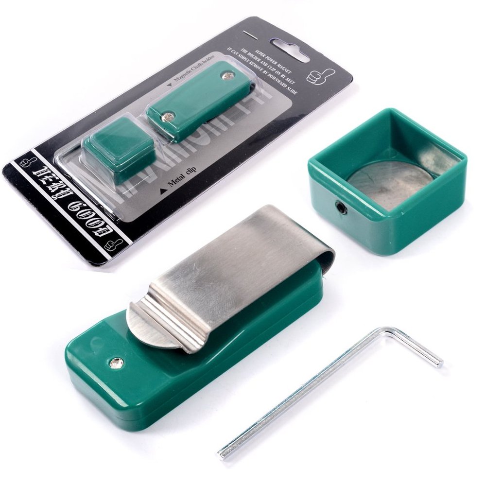 CUESOUL Green Billiards Magnetic Pool Cue Chalk Holder for Billiard Belt Clip