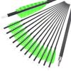 ZSHJGJR 31 Inch Archery Carbon Arrows Spine 500 Hunting Arrows with Removable Tips 4" Camo Feather Fletching Targeting Arrows for Compound & Recurve & Traditional Bow 6/12pcs (Green, 12) view 1