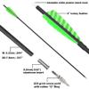 ZSHJGJR 31 Inch Archery Carbon Arrows Spine 500 Hunting Arrows with Removable Tips 4" Camo Feather Fletching Targeting Arrows for Compound & Recurve & Traditional Bow 6/12pcs (Green, 12) view 4