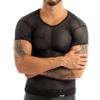 Yihuimin Sexy Men's Sheer Mesh Fitted Short Sleeve Muscle Tank Tops Hollow Out Undershirt Clubwear Black Large view 4
