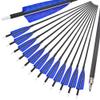 ZSHJGJR 31 Inch Archery Carbon Arrows Spine 500 Hunting Arrows with Removable Tips 4" Camo Feather Fletching Targeting Arrows for Compound & Recurve & Traditional Bow 6/12pcs (Dark Blue, 12) view 1