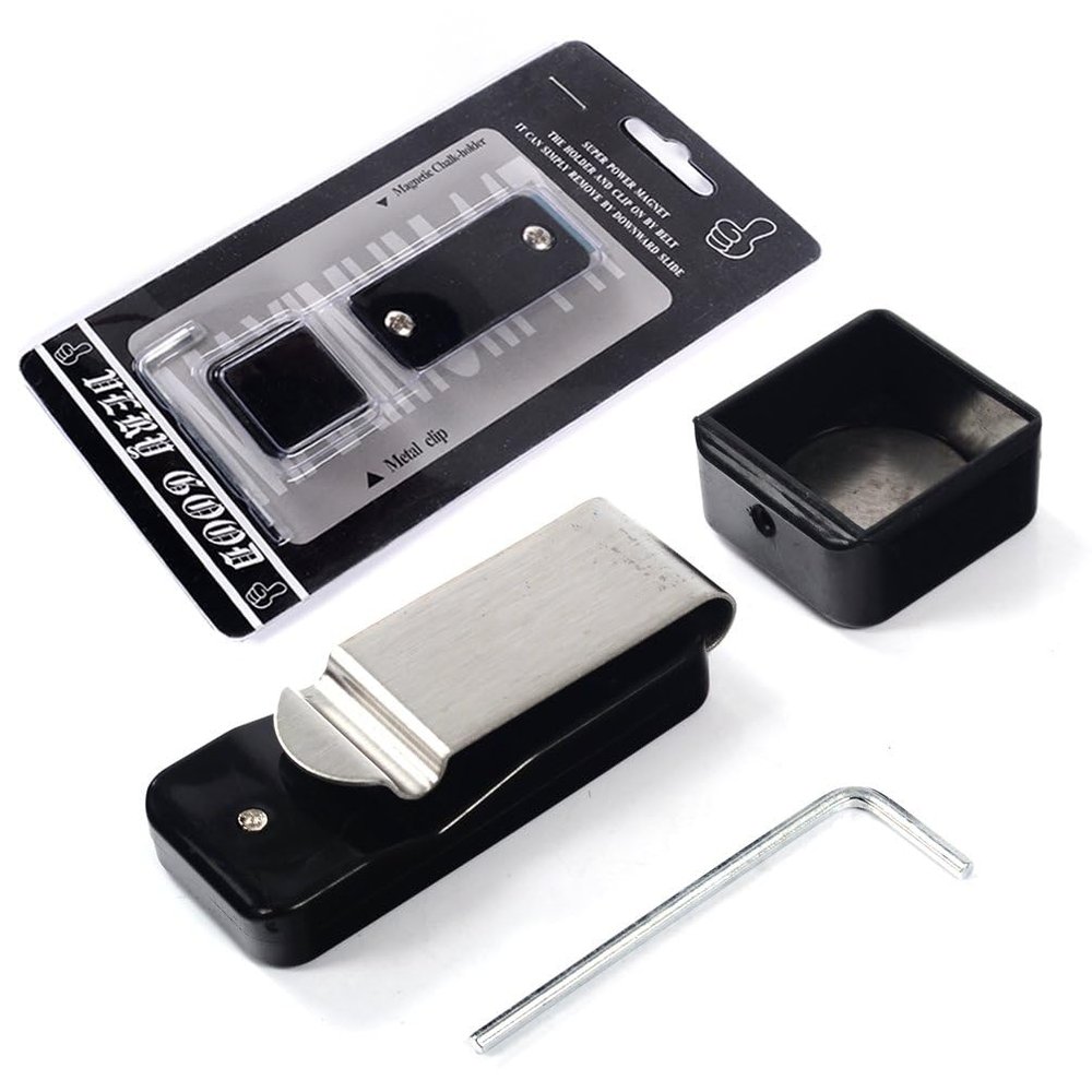 CUESOUL Black Billiards Magnetic Pool Cue Chalk Holder for Billiard Belt Clip