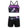 Daenrui Kids Girls 2Pcs Sequins Crop Top with Shorts Tankini Swimsuit Ballet Dance Gymnastics Sports Outfit Black 4 Years view 1