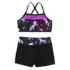 Daenrui Kids Girls 2Pcs Sequins Crop Top with Shorts Tankini Swimsuit Ballet Dance Gymnastics Sports Outfit Black 4 Years view 3