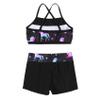 Daenrui Kids Girls 2Pcs Sequins Crop Top with Shorts Tankini Swimsuit Ballet Dance Gymnastics Sports Outfit Black 4 Years view 4