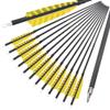 ZSHJGJR 31 Inch Archery Carbon Arrows Spine 500 Hunting Arrows with Removable Tips 4" Camo Feather Fletching Targeting Arrows for Compound & Recurve & Traditional Bow 6/12pcs (Yellow, 12) view 1
