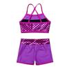 Daenrui Kids Girls 2Pcs Sequins Crop Top with Shorts Tankini Swimsuit Ballet Dance Gymnastics Sports Outfit Rose 10 Years view 4