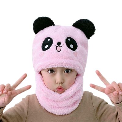 Toddler Beanie for Boys Girls Baby Kids Beanies Winter Hats Cute Panda Cap Hat and Scarf Set Hats Scarves Neck Warmer Beanie Hat with Scarf for Kids 3-10 Years Pink 3-9 Years