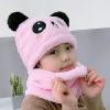 Toddler Beanie for Boys Girls Baby Kids Beanies Winter Hats Cute Panda Cap Hat and Scarf Set Hats Scarves Neck Warmer Beanie Hat with Scarf for Kids 3-10 Years Pink 3-9 Years view 2