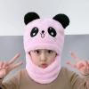 Toddler Beanie for Boys Girls Baby Kids Beanies Winter Hats Cute Panda Cap Hat and Scarf Set Hats Scarves Neck Warmer Beanie Hat with Scarf for Kids 3-10 Years Pink 3-9 Years view 3