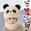 Toddler Beanie for Boys Girls Baby Kids Beanies Winter Hats Cute Panda Cap Hat and Scarf Set Hats Scarves Neck Warmer Beanie Hat with Scarf for Kids 3-10 Years Pink 3-9 Years view 4