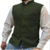 Tuikayoo Mens Herringbone Wool Vests Suit Business Tweed High Collar Waistcoats Slim Fit(Medium, Army Green) view 1