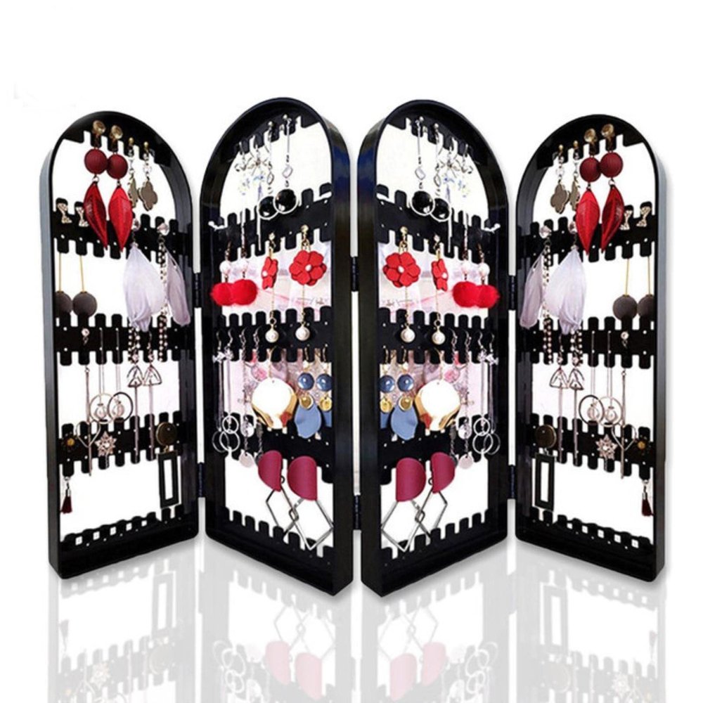 2/3/4 Fans Panels Jewellery Box Organizer Storage Box Folding Earrings Display Rack Necklace Jewelry Stand Holder