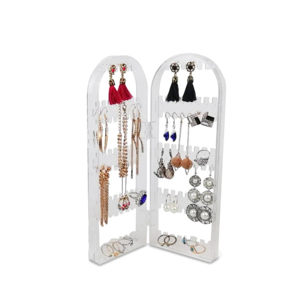 2/3/4 Fans Panels Jewellery Box Organizer Storage Box Folding Earrings Display Rack Necklace Jewelry Stand Holder
